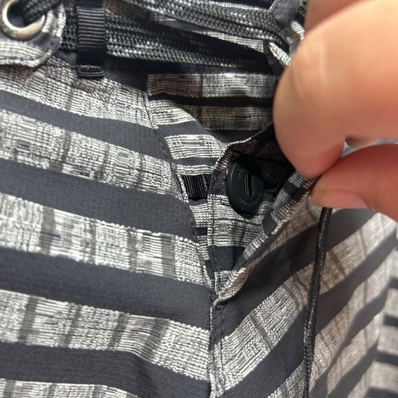 Patagonia Striped Board Shorts With Drawstring Waist & Zippered Pocket Black/Gra - Picture 6 of 8